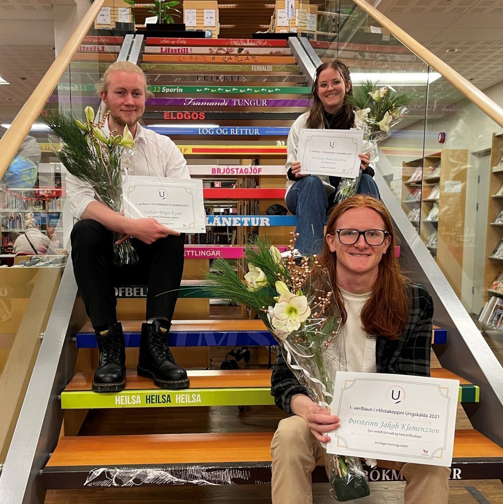 Lengst til vinstri er Halldór Birgir Eydal, þá Þorbjörg Þóroddsdóttir og fremstur situr Þorsteinn Ja…