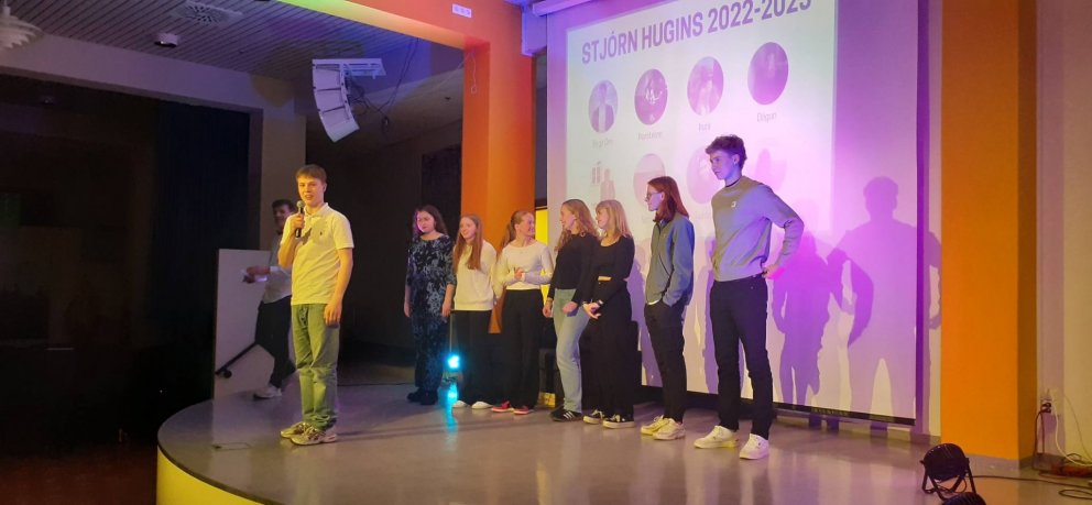 Stjórn Hugins í Kvosinni eftir að niðurstöður kosninganna lágu fyrir. Mynd: Unnar Vilhjálmsson