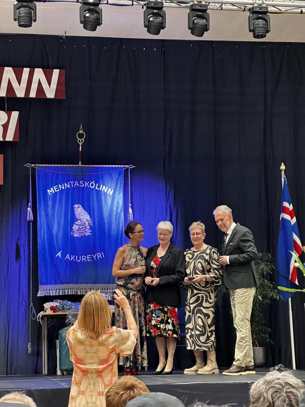 Sonja Sif, Selma, Margrét Kristín og Björn kvödd. Mynd: Eyrún Huld