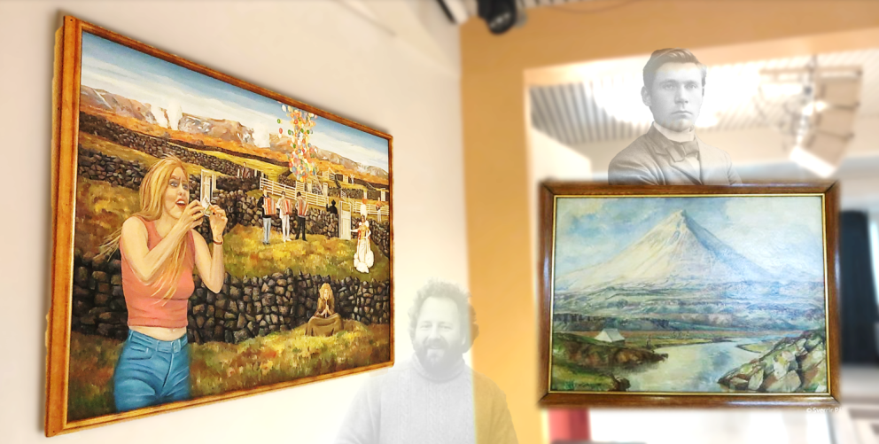 Kjötkveðjuhátíð og Örn Ingi Gíslason til vinstri. Baula og Ásgrímur Jónsson til hægri. Samsett mynd.