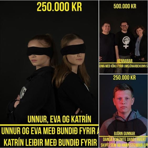 Nemendur leggja ýmislegt á sig til að styrkja gott málefni í góðgerðarviku. Mynd: skjáskot af fésbók…