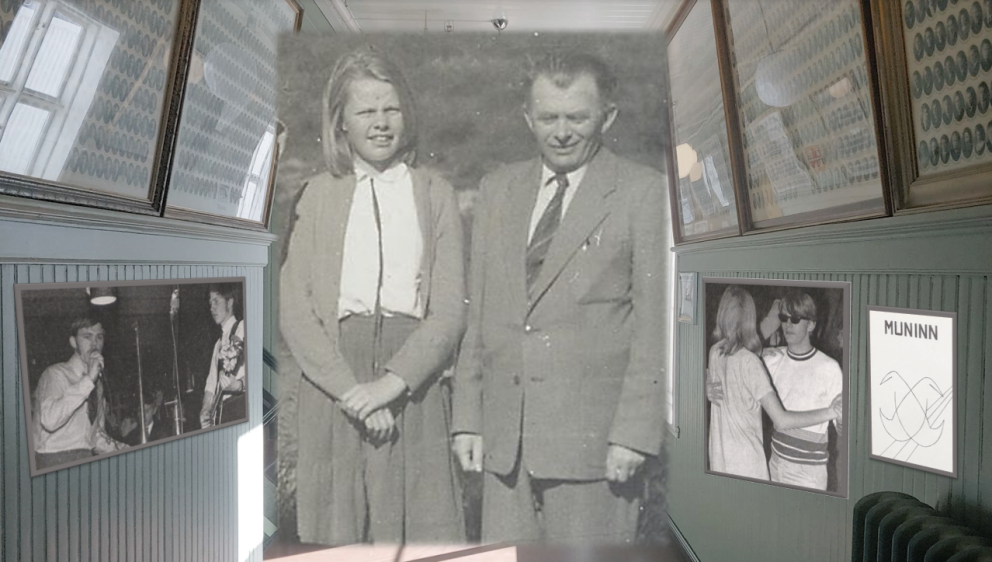 Guðrún Hlín með föður sínum Þórarni Björnssyni. Myndin er samsett.