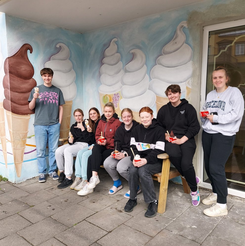 Það er gömul og ný saga að nemendur í MA gangi Menntaveginn á vordögum og gæði sér á ís