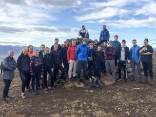 Við Skólavörðuna í gær.