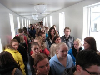 Á leið frá fundi með skólameistara