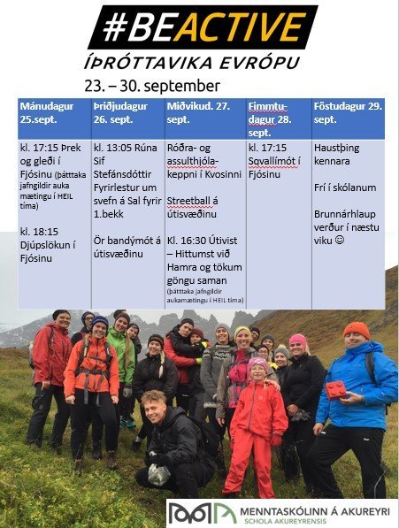 Þessi vika er evrópsk íþróttavika. Allar vikur er mikil áhersla á hreyfingu og útivist í skólanum og&hellip;