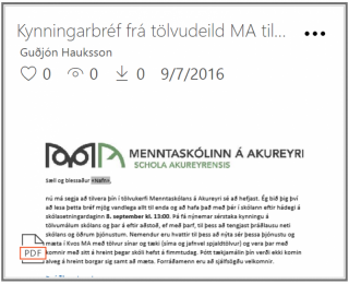Kynningarbréf til nýnema frá tölvudeild MA