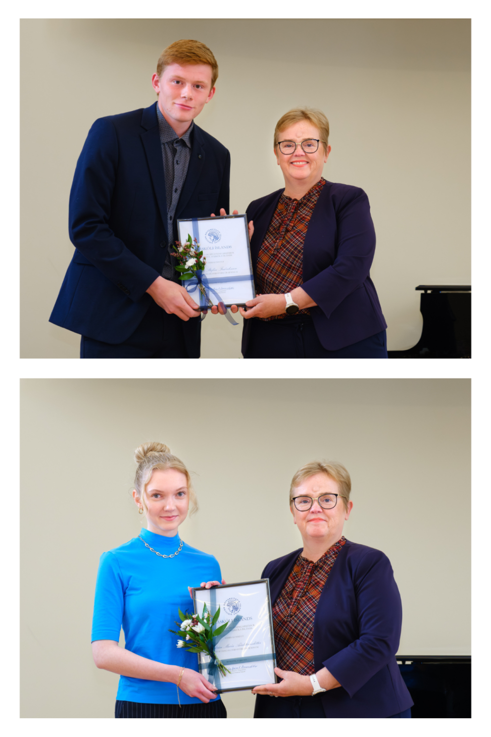 Árni Stefán og Guðrún María ásamt rektor HÍ, Silju Báru Ómarsdóttur