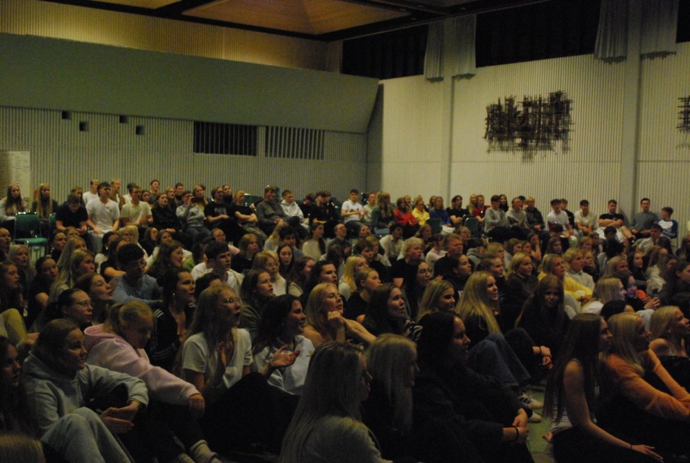 Nemendur á kvöldvöku. Mynd: Alexandra Rós Cortes