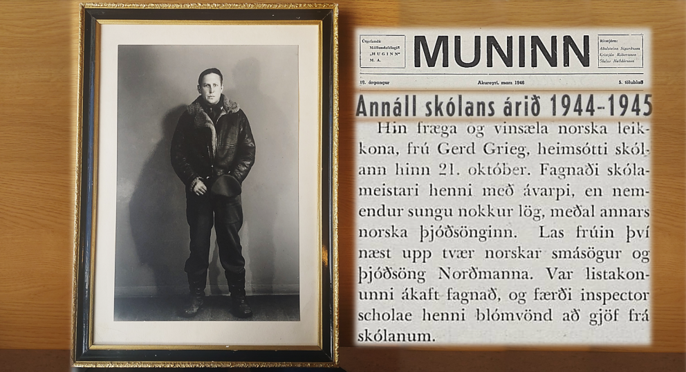 Ljósmynd af Nordahl Grieg í eigu skólans.