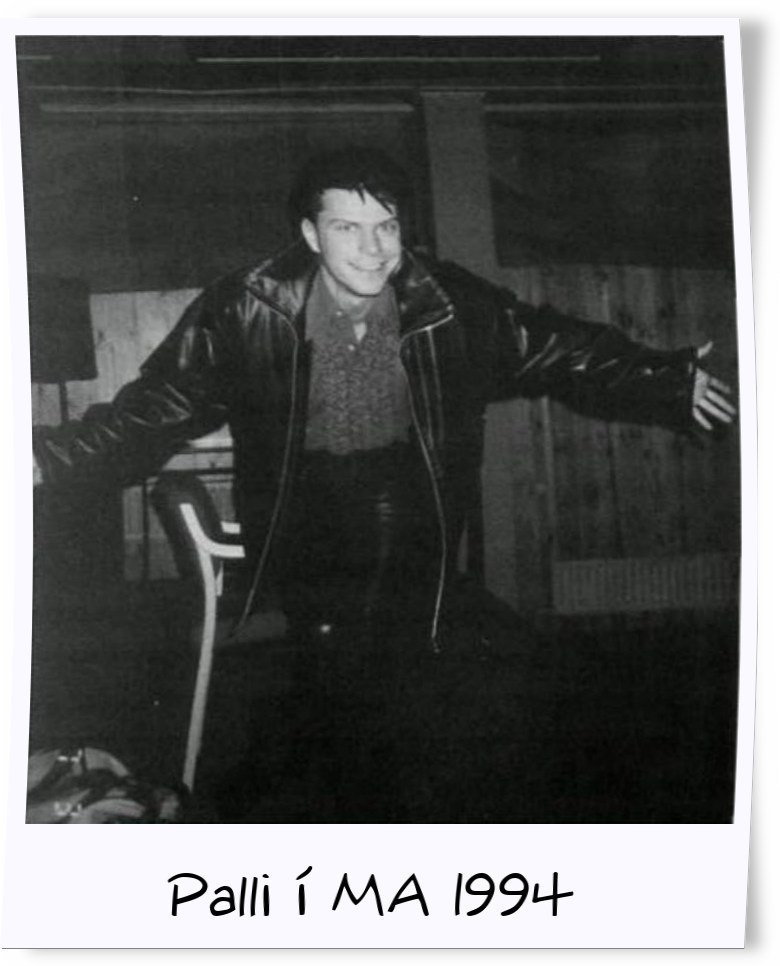 Páll Óskar Hjálmtýsson hélt fyrirlestur um samkynhneigð í Möðruvallakjallara vorið 1994. Myndin er t…