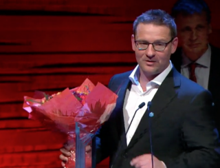 Skjáskot af móttöku verðlaunanna frá DR