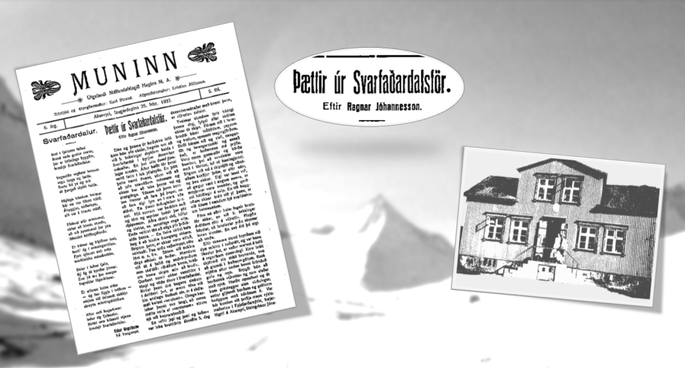 Til hægri á myndinni má sjá húsið á Völlum eins og það leit út þegar Ragnar dvaldist í því á aðventu…