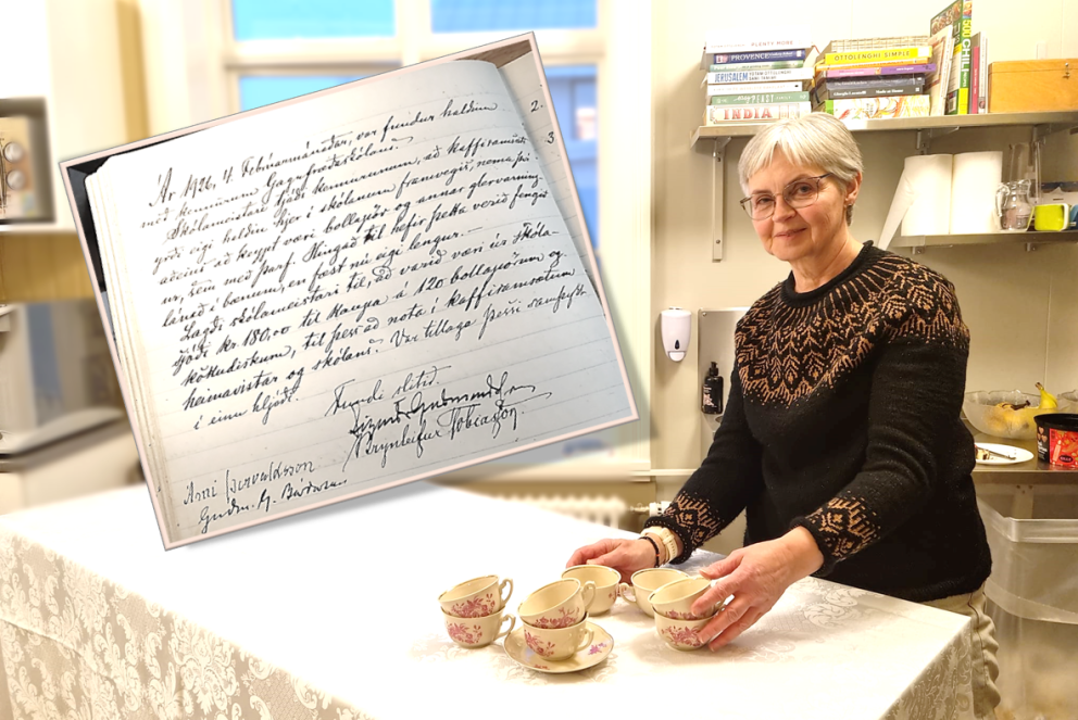 Þorbjörg Þorsteinsdóttir fyrrverandi skrifstofustjóri í MA handleikur umrætt sparistell við undirbún…