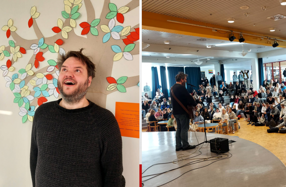 Svavar Knútur Kristinsson tróð upp í Kvosinni á degi evrópskra tungumála