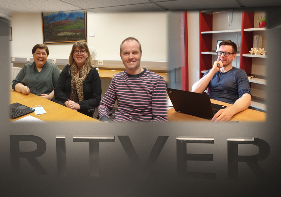 Guðný, Linda, Brynjar og Jóhann sjá um ritver og stærðfræðiver á bókasafninu