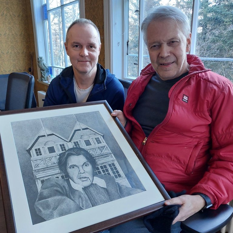 Brynjar Karl Óttarsson, sem hefur leitað að verkum Godds í safni skólans, og Björn Vigfússon