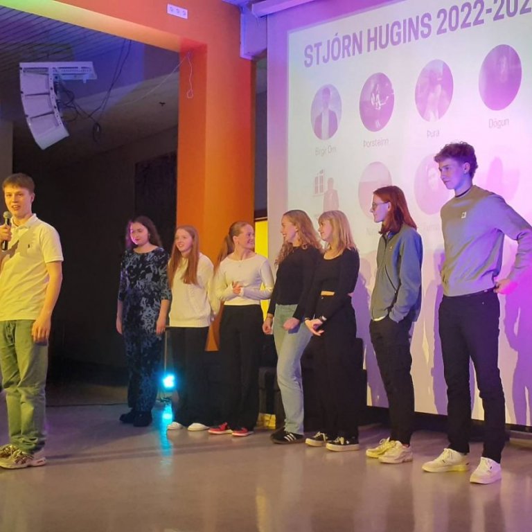 Stjórn Hugins í Kvosinni eftir að niðurstöður kosninganna lágu fyrir. Mynd: Unnar Vilhjálmsson