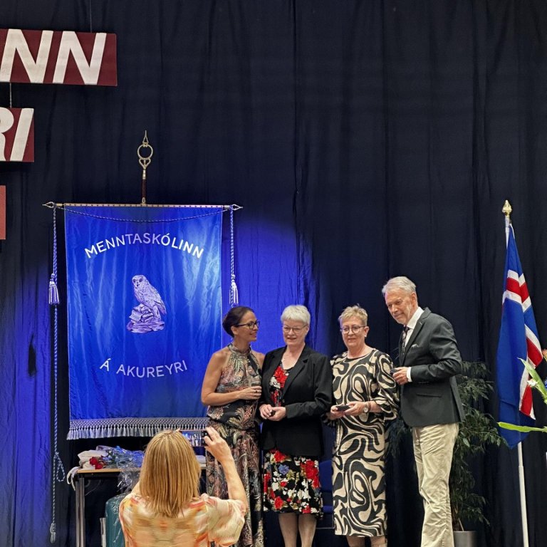 Sonja Sif, Selma, Margrét Kristín og Björn kvödd. Mynd: Eyrún Huld