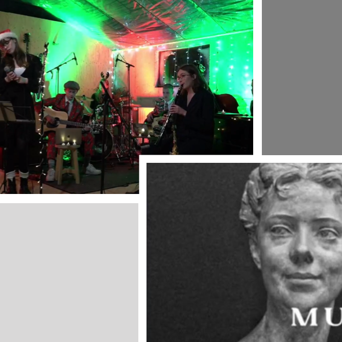 Skjáskot af jólatónleikum TóMA og forsíðu skólablaðs, fengið af fésbókarsíðu Hugins