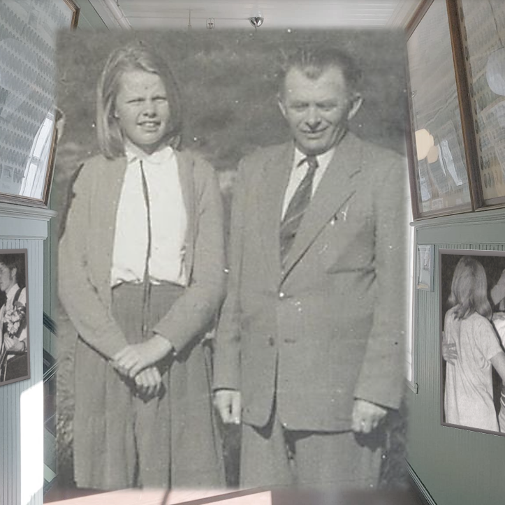 Guðrún Hlín með föður sínum Þórarni Björnssyni. Myndin er samsett.