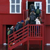 Í leið milli hæða í Roaldsbrakka