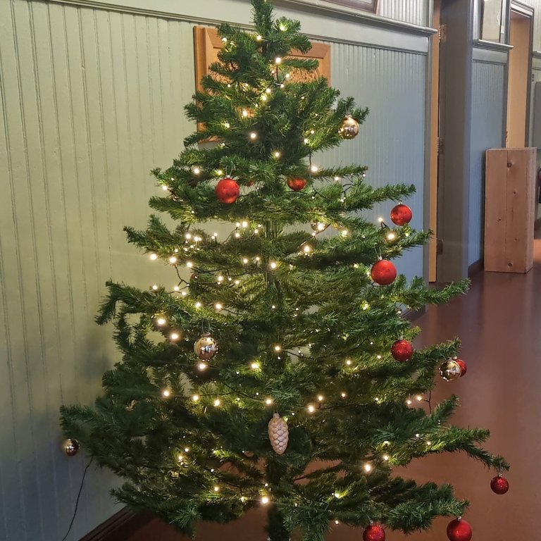 Jólatré á Langa gangi í Gamla skóla