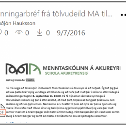 Kynningarbréf til nýnema frá tölvudeild MA