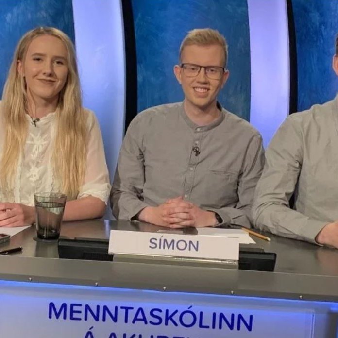 Lið MA er komið áfram í undanúrslit Gettu betur 2019. Mynd: RÚV