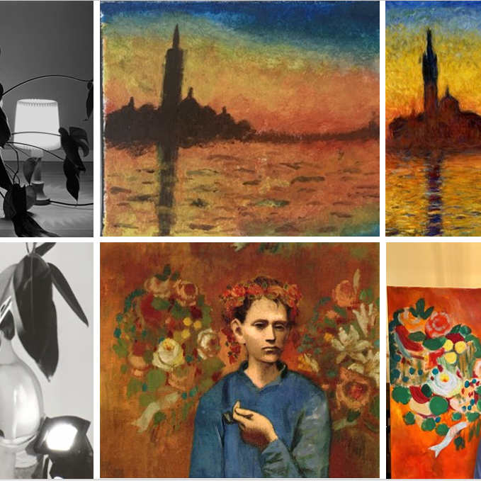 Nemendur í 1A endurskapa listaverk.