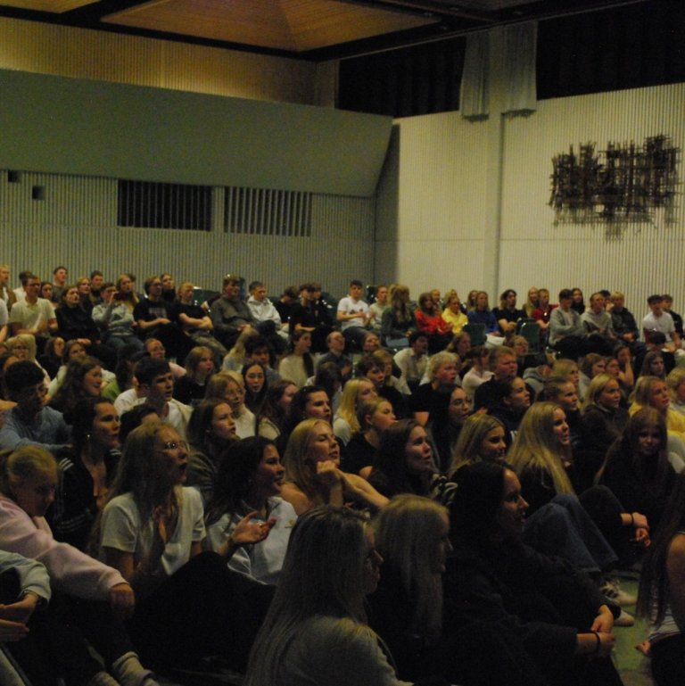 Nemendur á kvöldvöku. Mynd: Alexandra Rós Cortes