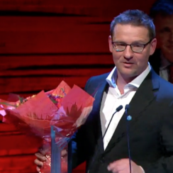 Skjáskot af móttöku verðlaunanna frá DR