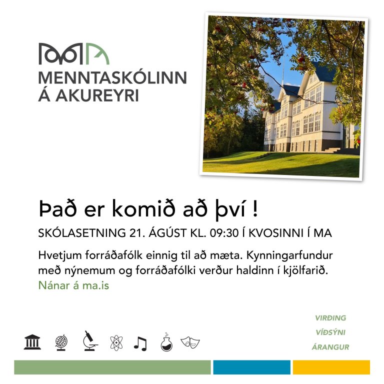 Skólasetning 21. ágúst kl. 09:30