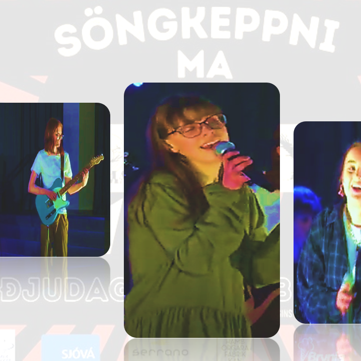 Þormar og Þorsteinn (tv), Eik og Jóna Margrét (th) á sviðinu í Söngkeppni MA