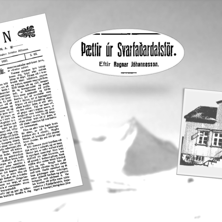 Til hægri á myndinni má sjá húsið á Völlum eins og það leit út þegar Ragnar dvaldist í því á aðventu…