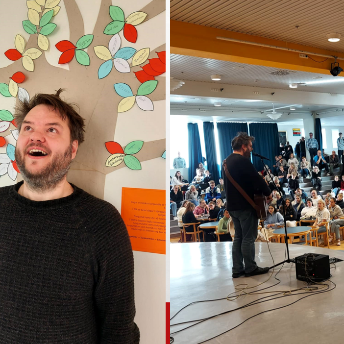 Svavar Knútur Kristinsson tróð upp í Kvosinni á degi evrópskra tungumála